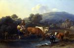 欧洲12-19世纪油画二_BERCHEM, Nicolaes - Peasants with Cattle fording a Stream